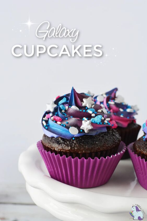 out of this world galaxy cupcakes recipe, Galaxy cupcakes with sprinkles