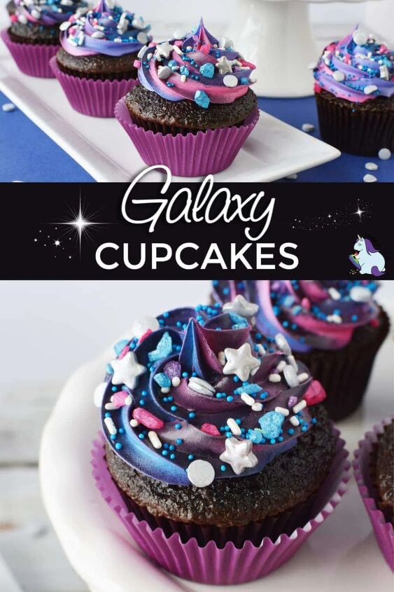 out of this world galaxy cupcakes recipe, Galaxy cupcakes with sprinkles