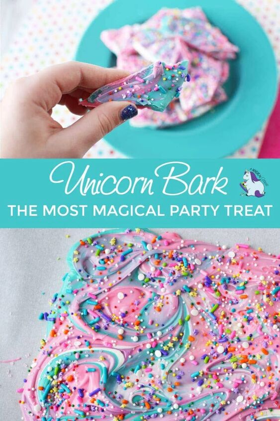 sweet and colorful magical unicorn bark, unicorn bark the most magical party treat