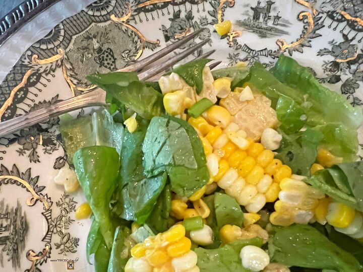 butter lettuce and corn salad with a lemon vinaigrette, butter lettuce and corn salad