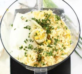 cheesy grilled corn ricotta dip, Corn dip ingredients in a food processor