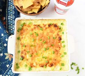 cheesy grilled corn ricotta dip, Golden brown cheesy corn dip with chips and Galbani cheese