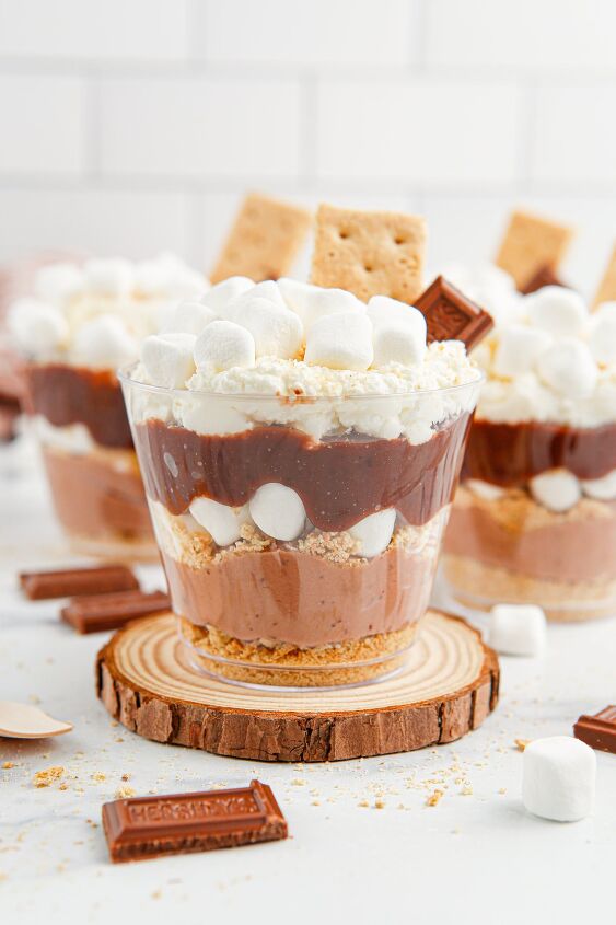 unforgettable s mores pudding cups recipe, S mores trifle cups in mini dessert cups