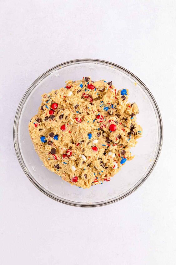 easy fourth of july cookies with m ms, Stir in the M M s and sprinkles