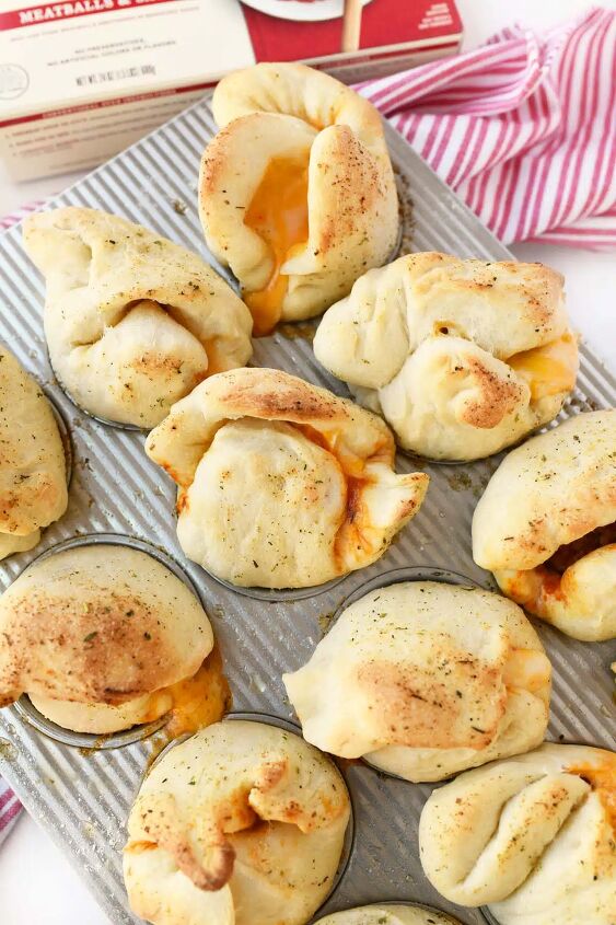 muffin tin cheesy meatball calzones