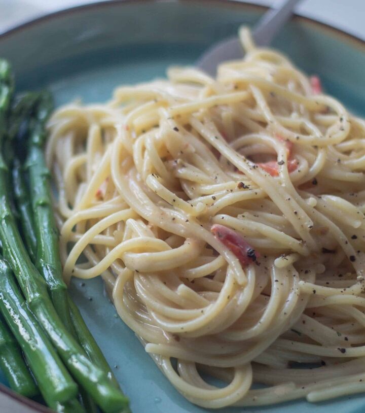 delicious and creamy 10 minute vegan spaghetti carbonara keto option, Easy Vegan Carbonara