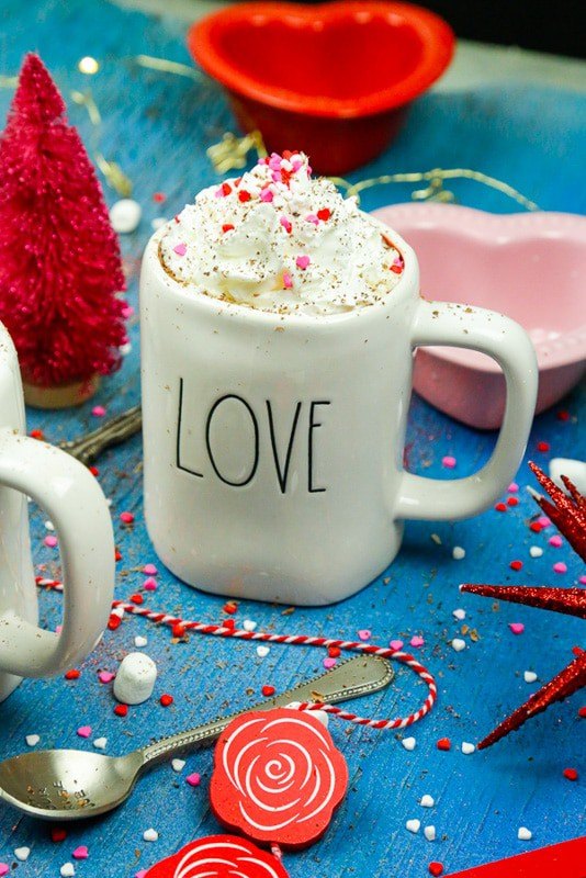 french vanilla hot chocolate with sweet cream valentine s day recipe, A delicious mug of homemade hot chocolate