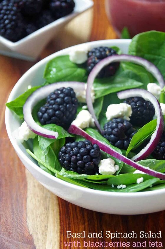 Basil and Spinach Salad Recipe with Blackberries and Feta