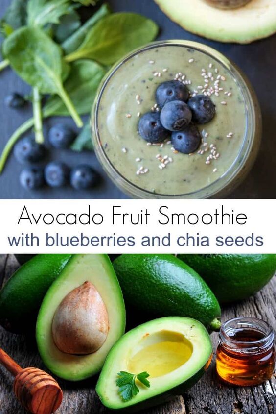 avocado fruit smoothie recipe with blueberries and chia seeds, Healthy Avocado Fruit Smoothie Recipe with Blueberries and Chia Seeds
