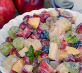 healthy fruit salad recipe with easy yogurt glaze, Fruit Salad with Honey Yogurt Glaze