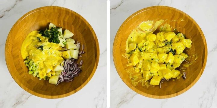 best curried potato salad recipe, Mix gently