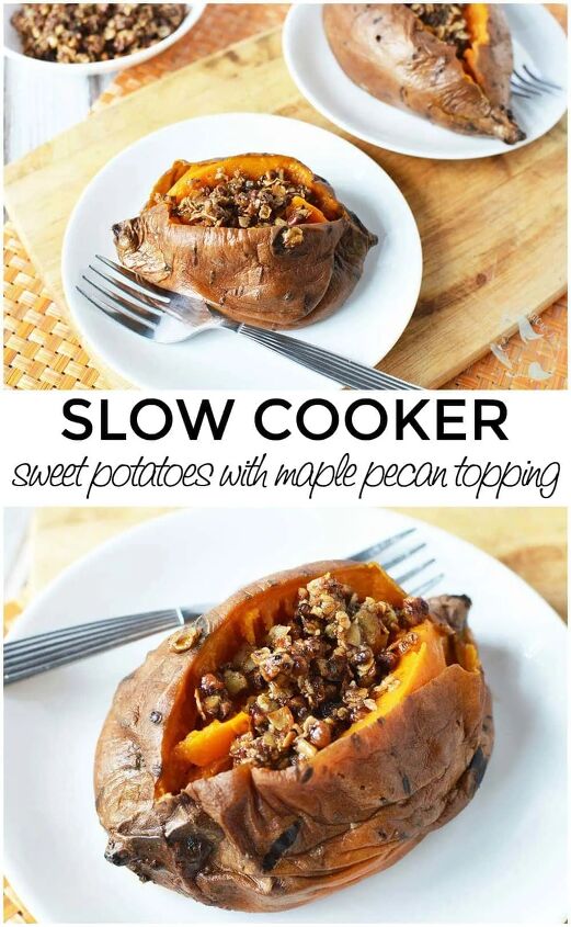 slow cooker sweet potatoes with maple pecan topping recipe, Slow Cooker Sweet Potatoes with Maple Pecan Topping Recipe