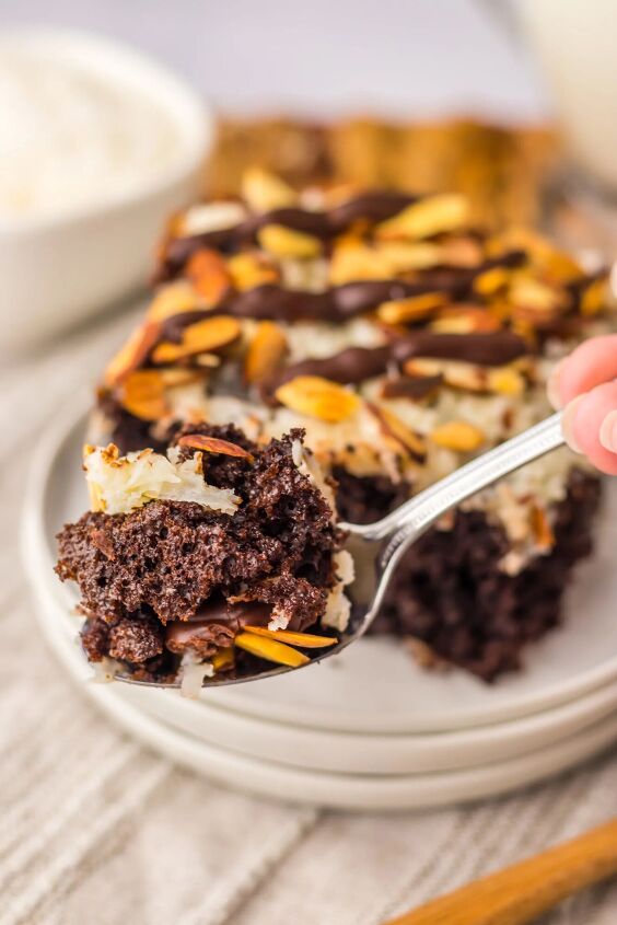 indulge in this easy almond joy poke cake recipe, almond joy poke cake
