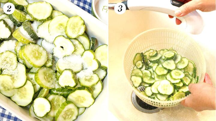 refrigerator bread and butter pickles, Salt the cucumber slices