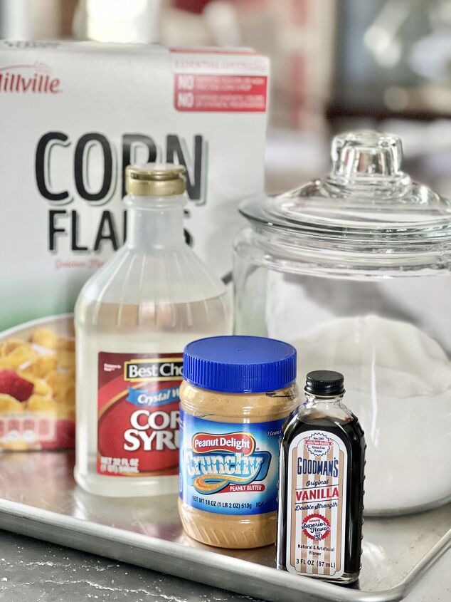 the best of the peanut butter cereal cookie recipes, The ingredients for peanut butter corn flake cookies