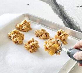 the best of the peanut butter cereal cookie recipes, cereal cookie recipes Scooping the peanut butter cereal mixture onto a baking sheet