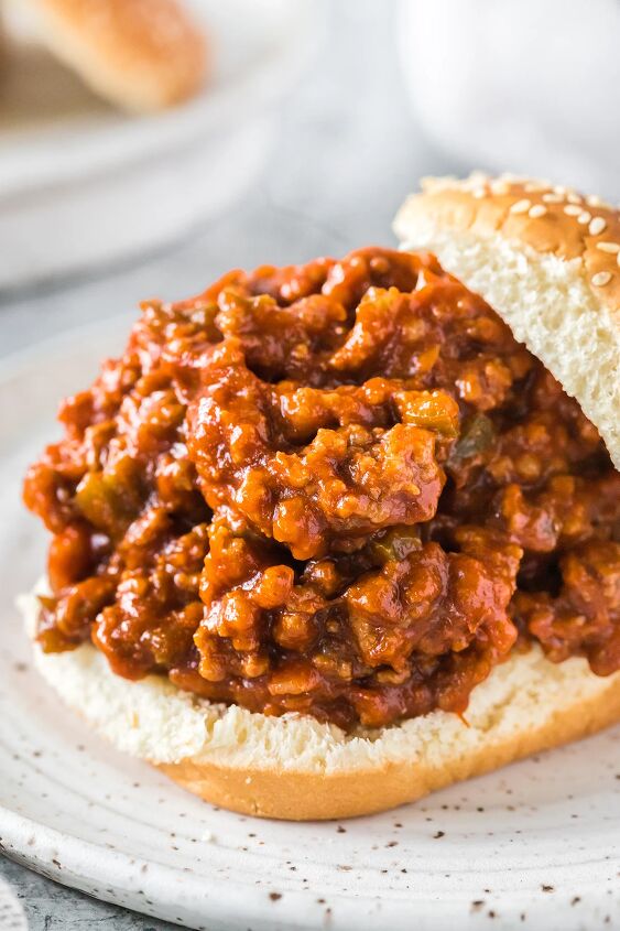 how to make classic sloppy joes with ketchup, bun with ground beef sloppy joe piled high on top