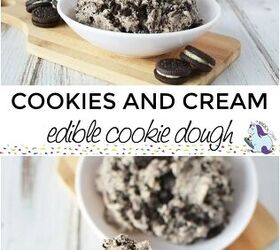 cookies and cream edible cookie dough recipe, Bowls of oreo cookie dough with a spoon