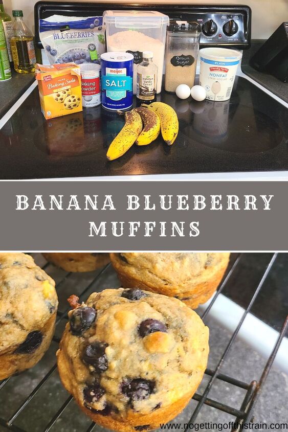 the best banana blueberry muffins recipe, Banana Blueberry Muffins on a wire rack with text Banana blueberry muffins