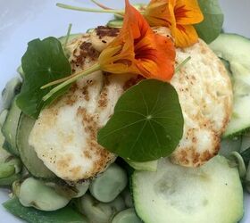 Broad Bean, Courgette and Halloumi Salad