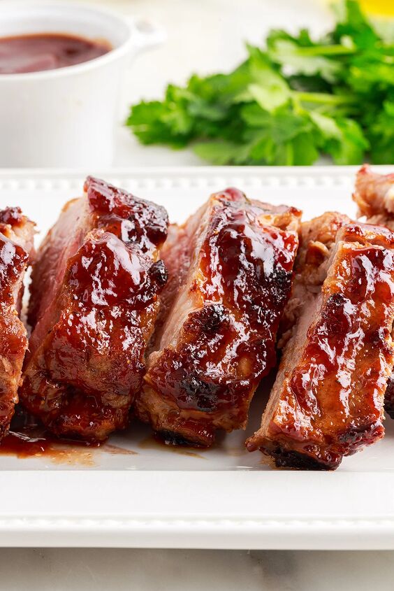 the 20 minute air fryer ribs you ll be craving, plated air fryer ribs with bbq sauce