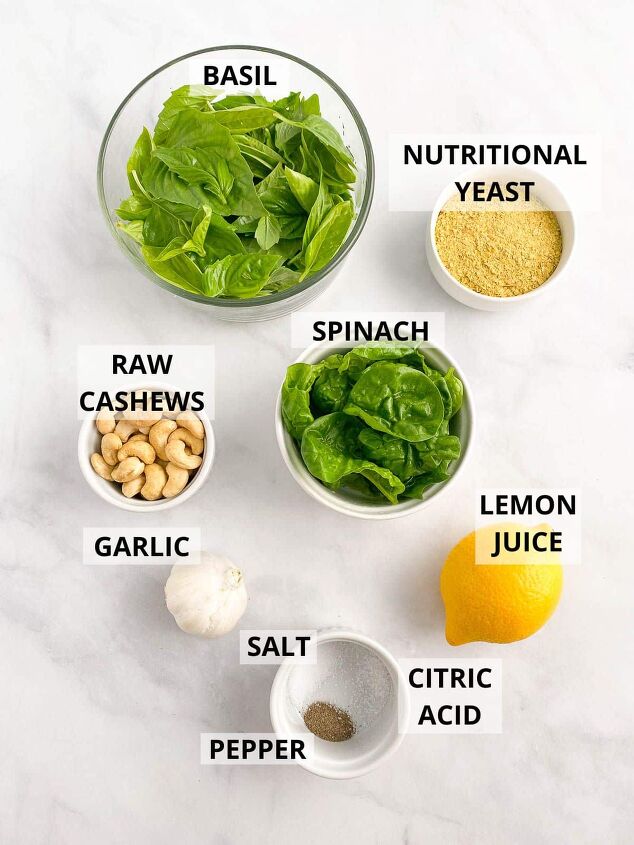 vegan pesto pasta salad, Ingredients for oil free vegan pesto