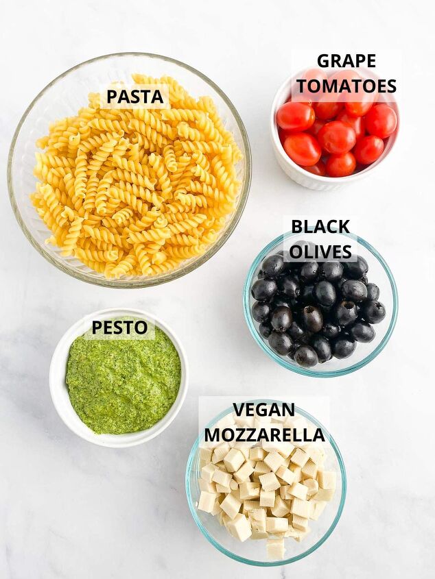 vegan pesto pasta salad, Ingredients for vegan pesto pasta salad