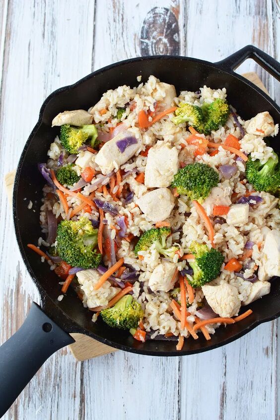 ginger chicken recipe with veggies and rice, Skillet chicken with ginger veggies and rice
