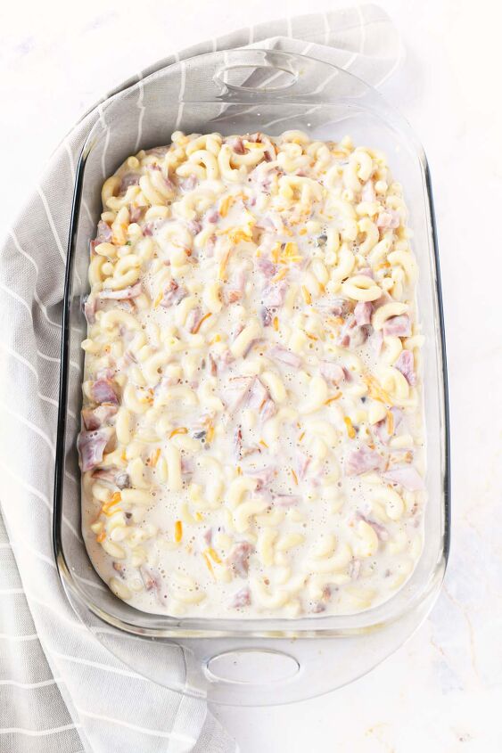 leftover ham cheese casserole, unbaked creamy macaroni casserole