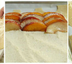 peach almond tart with vanilla bean, Adding almond filling to a pie crust and topping with sliced peaches