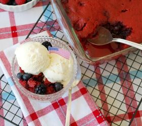 red velvet berry cobbler with cream cheese ice cream