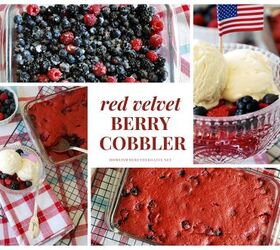 red velvet berry cobbler with cream cheese ice cream