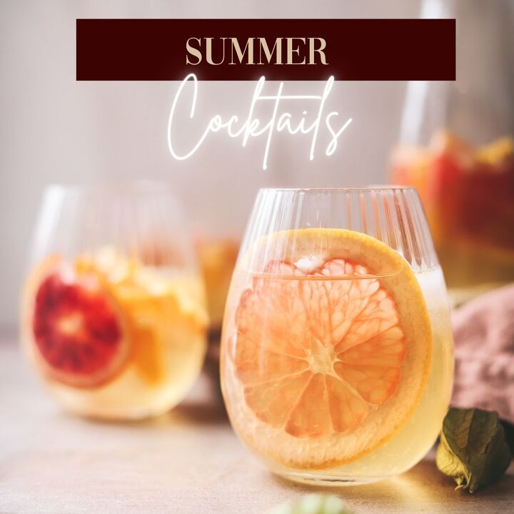 quick and easy watermelon frose, A photo of white sangria with the text summer cocktails