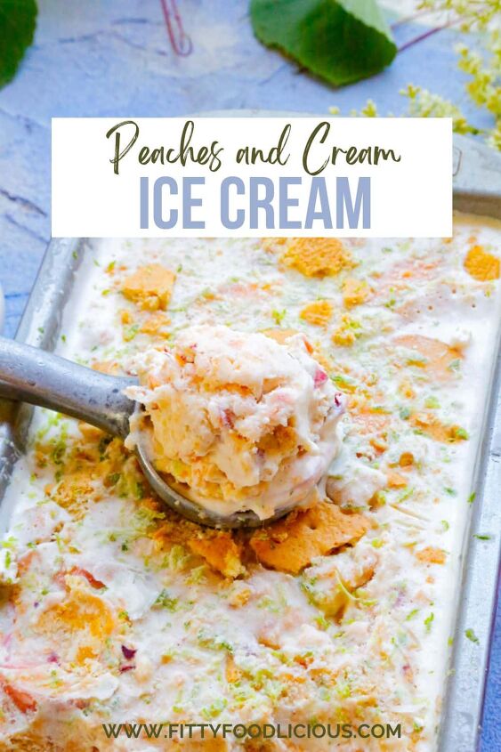 peaches and cream ice cream, Pinterest image for peaches and cream ice cream