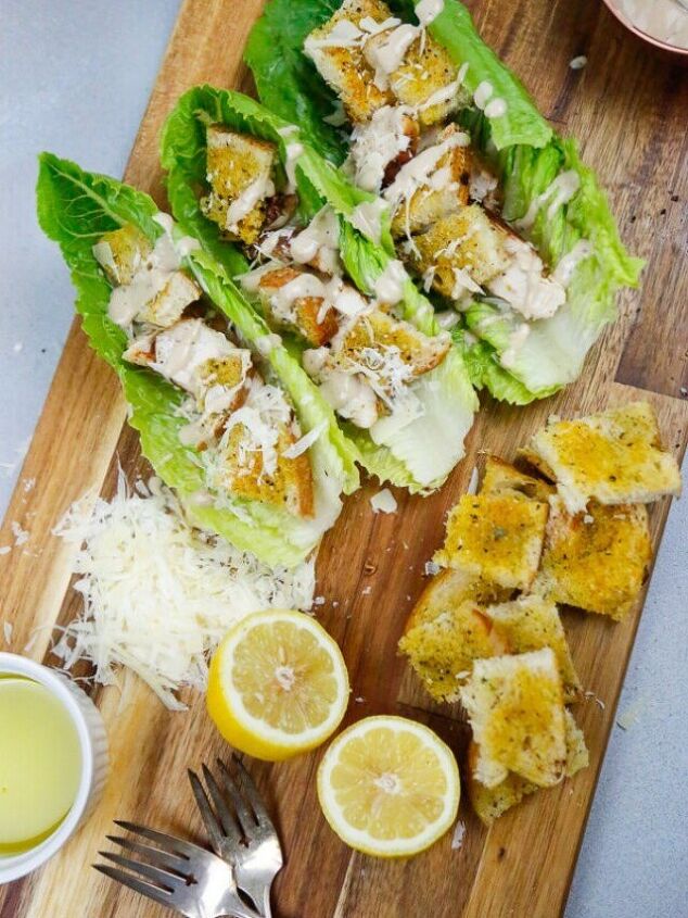 chicken caesar salad boats with homemade croutons, Chicken Caesar Salad Boats With Homemade Croutons