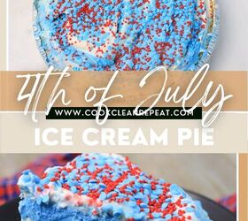 coconut ice cream pie, pin showing the finished 4th of July pie ready to serve