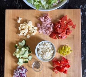 chopped antipasto salad recipe buca di beppo copycat, Chopped ingredients for antipasto salad