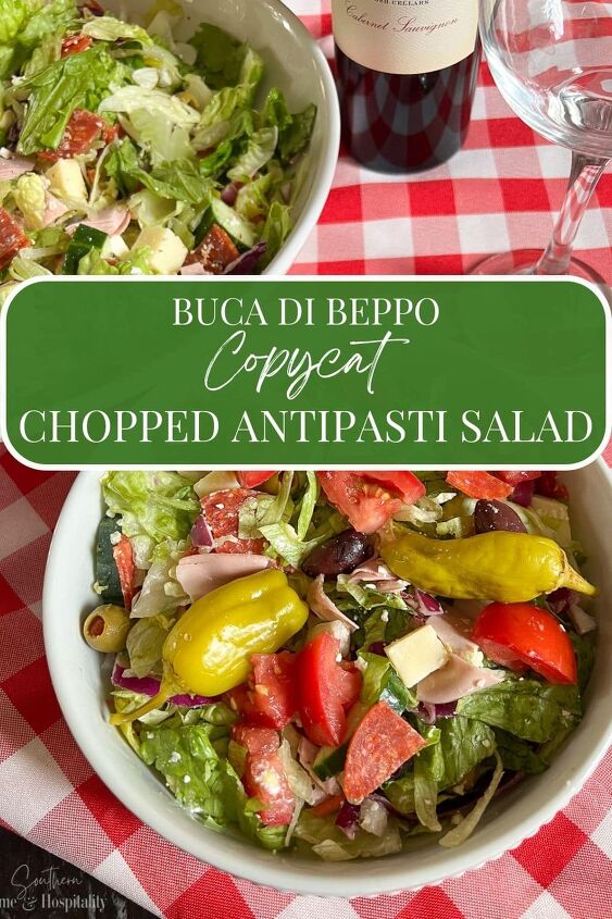 chopped antipasto salad recipe buca di beppo copycat, Buca di Beppo copycat chopped antipasti salad Pinterest graphic