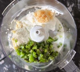 Ingredients for jalapeno ranch dip in food processer