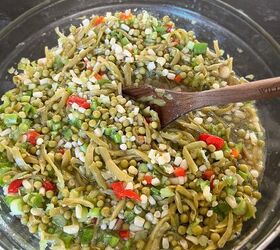 easy marinated shoepeg corn vegetable salad recipe, Retro vegetable salad with peas green beans corn and pimentos