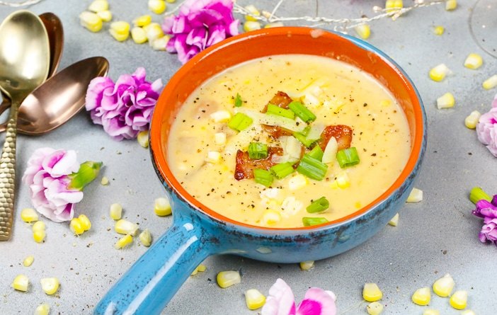 corn chowder with bacon and chives, Easy Corn Chowder Corn Chowder Soup Fall Recipes Corn Bacon Bacon Grease chowder soup October