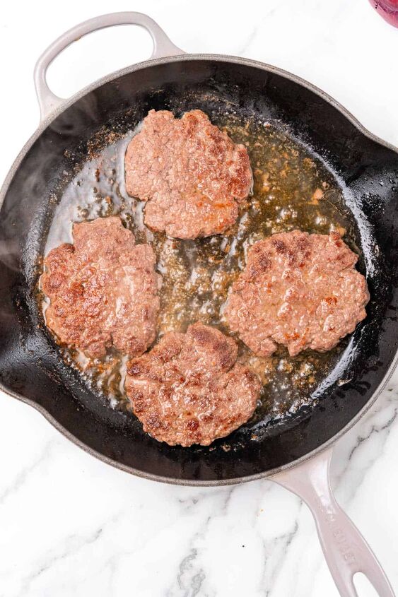 easy to make cast iron skillet burgers, Flip and cook again
