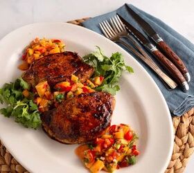 <b>Our dinner suggestion:</b> Pork chops with peach salsa