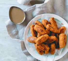 baked maple sweet potato tots, These baked sweet potato tots with dijon maple dipping sauce make a great healthy fall appetizer
