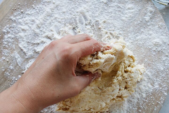 honey scones, scone dough being kneaded