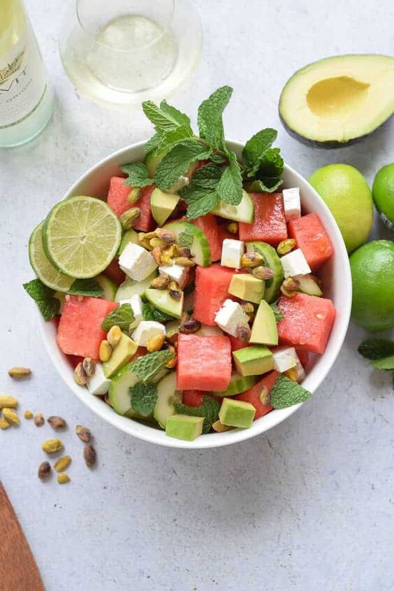 watermelon and cucumber salad, Watermelon and Cucumber Salad with mint and avocado