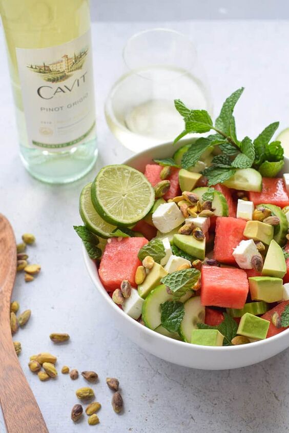 watermelon and cucumber salad, Watermelon and Cucumber Salad with avocado mint and lime