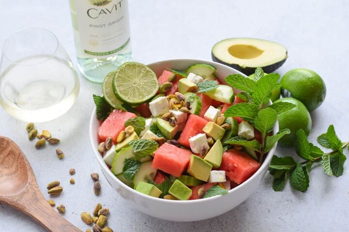 watermelon and cucumber salad, Watermelon Cucumber and feta Salad recipe with wine