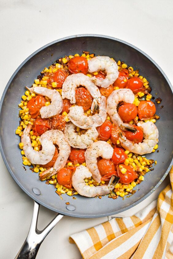 summer shrimp corn and tomato skillet, Sauteed shrimp