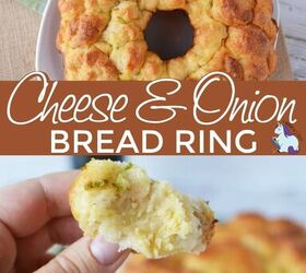 pull apart cheese bread recipe, Cheesy pull apart bread ring and holding a piece of it